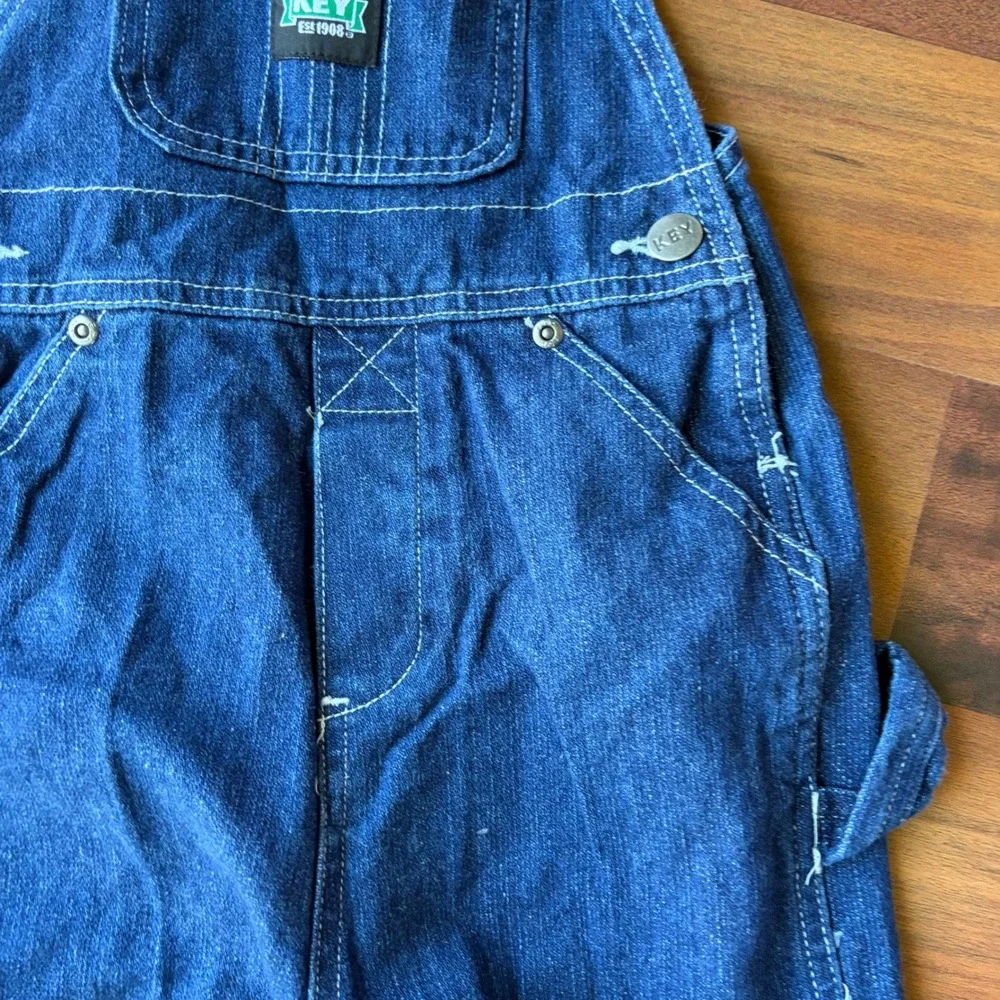 Key Industries Kids 24M Blue Denim Carpenter Bib Overalls Dark Wash 223.45